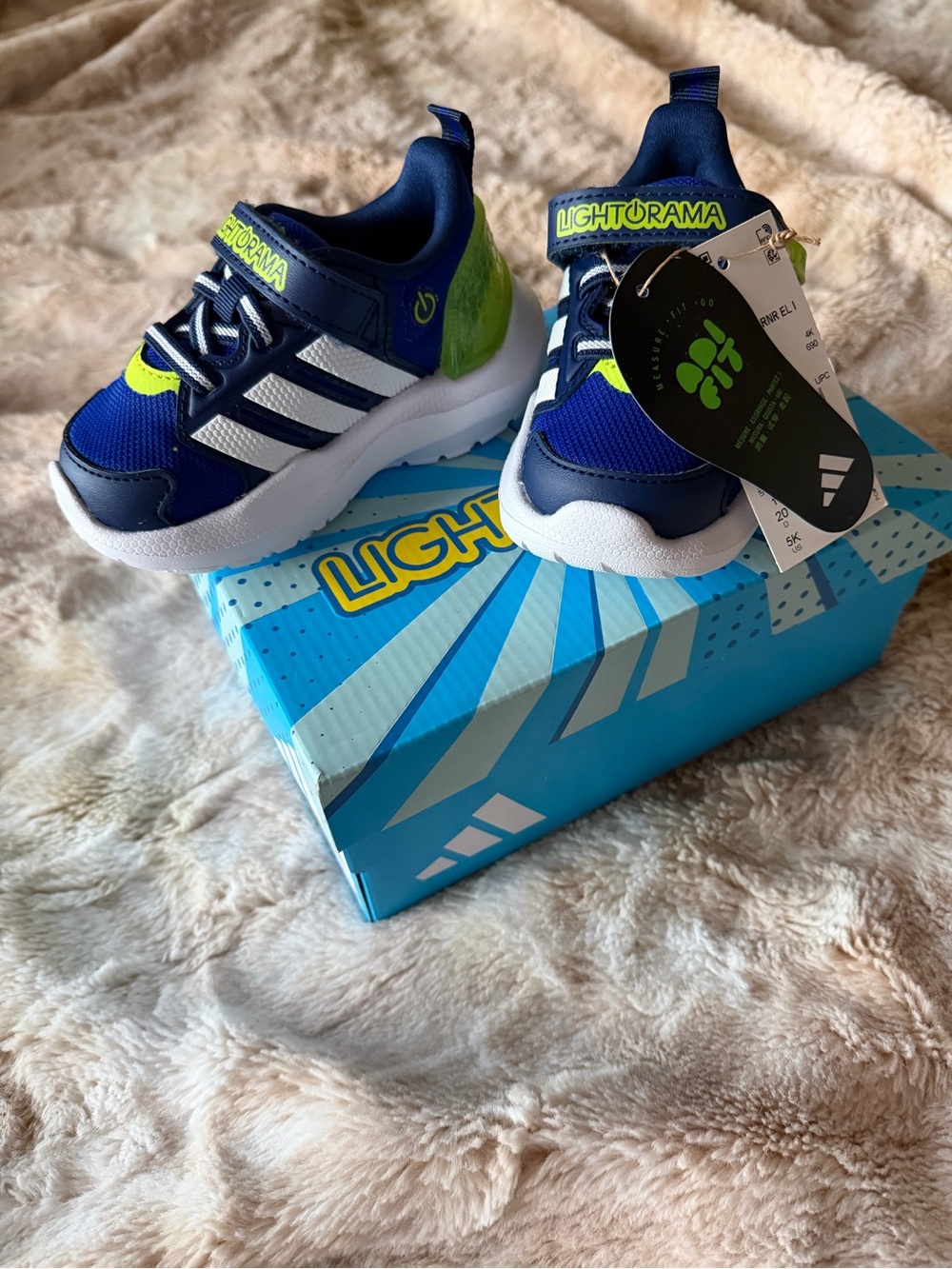 adidas Kids Navy & Neon Green Light-Up Sneakers